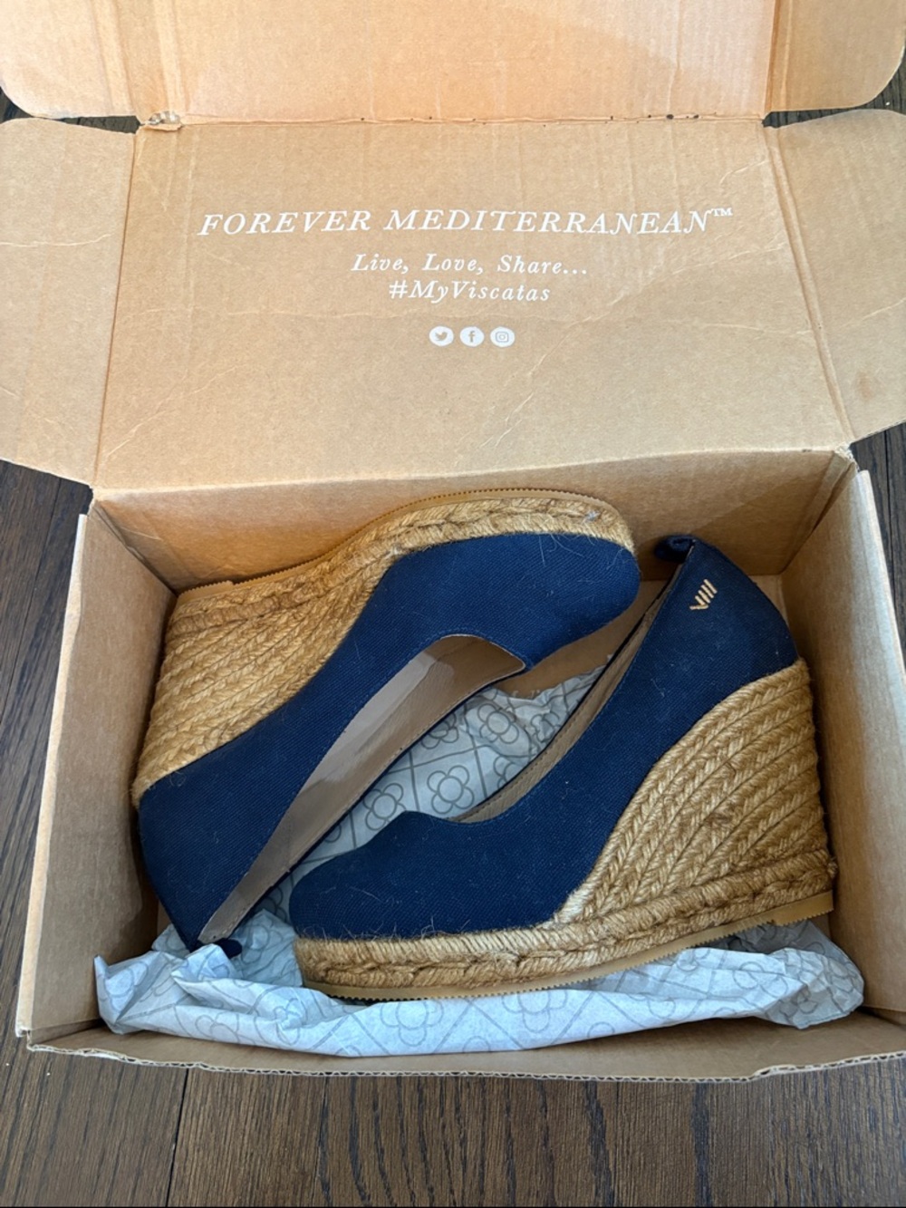 Navy Espadrille Wedge - Classic Women's Wedge - Viscata Barcelona - EUR size 36